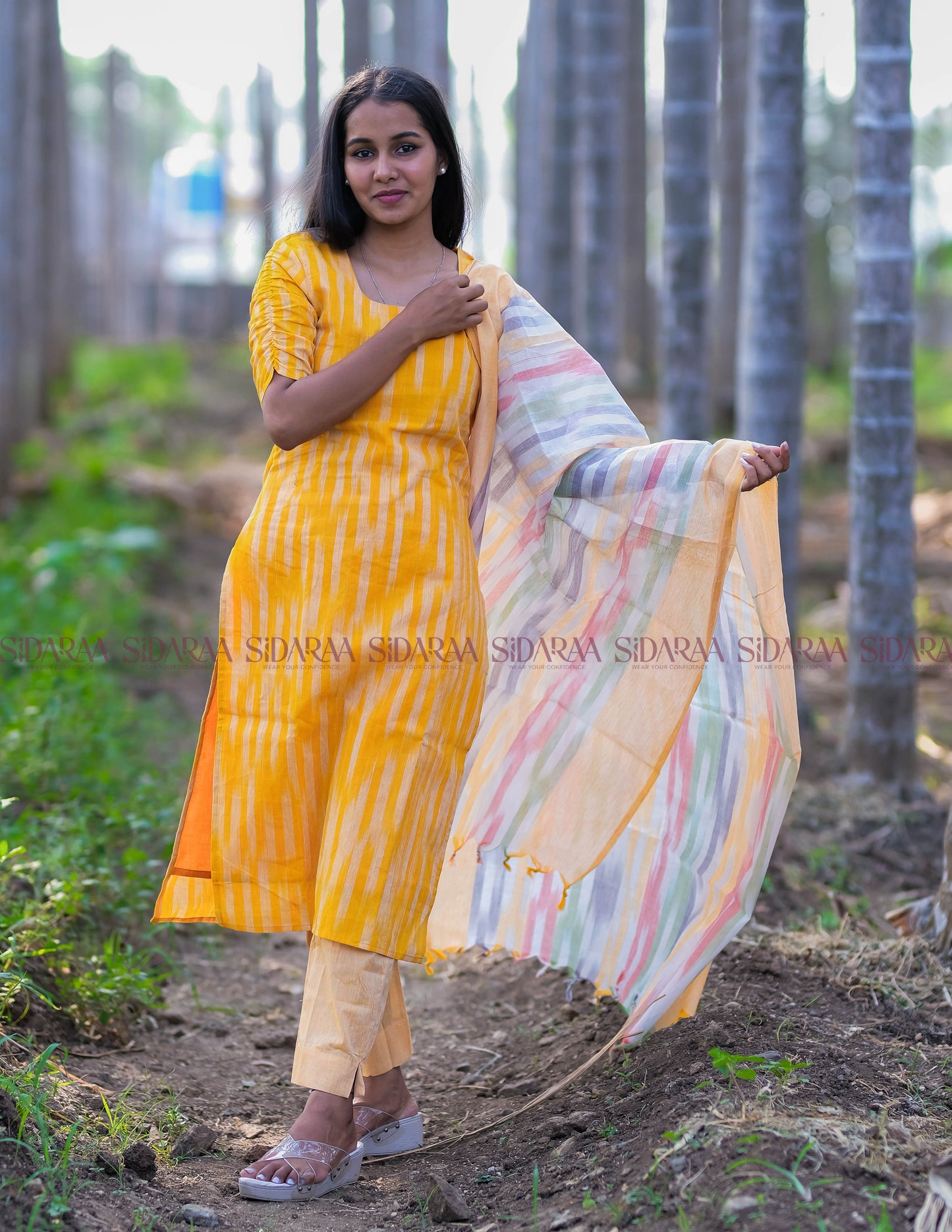 Ikkat Yellow Salwar Set - ST-021