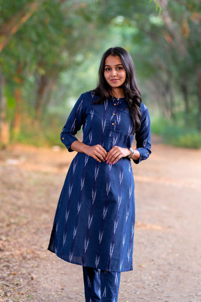 Ikkat Blue Co-Ord Set - ST-010