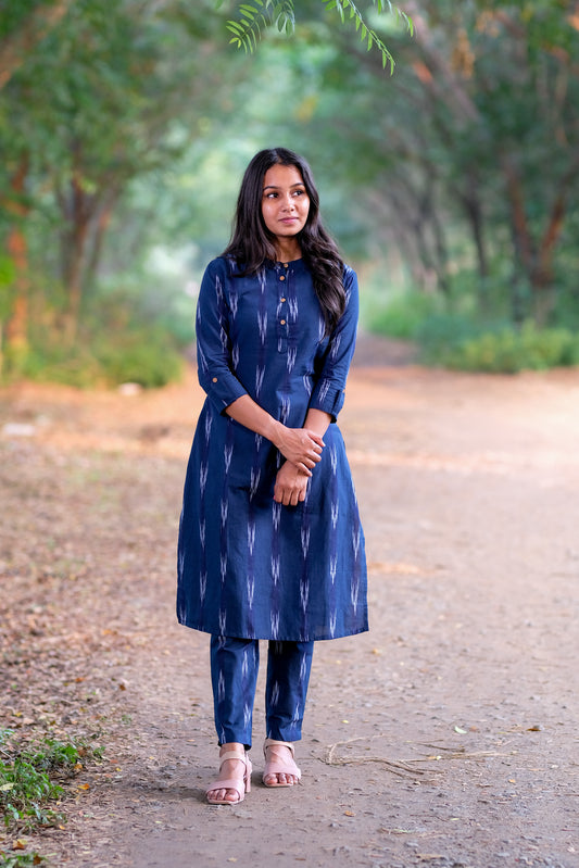 Ikkat Blue Co-Ord Set - ST-010