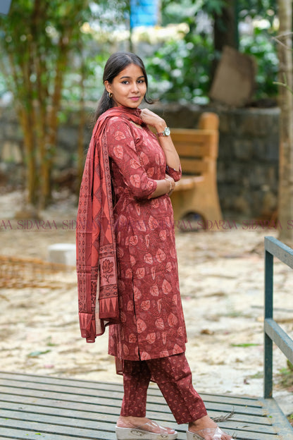 Cotton Maroon Salwar Set - ST-006