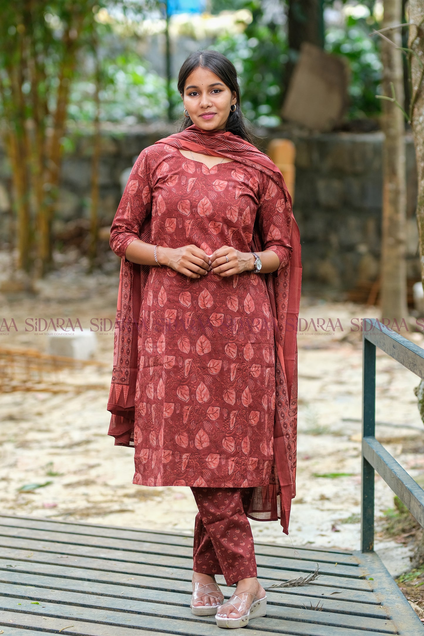 Cotton Maroon Salwar Set - ST-006