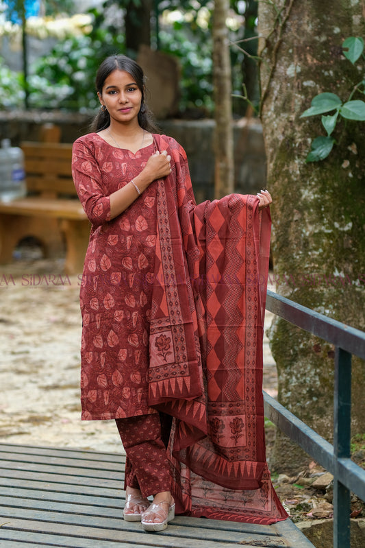 Cotton Maroon Salwar Set - ST-006