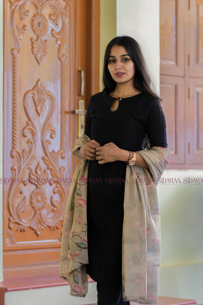 Black Gold Silk Salwar Set - ST-015