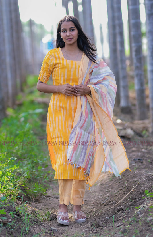 Ikkat Yellow Salwar Set - ST-021