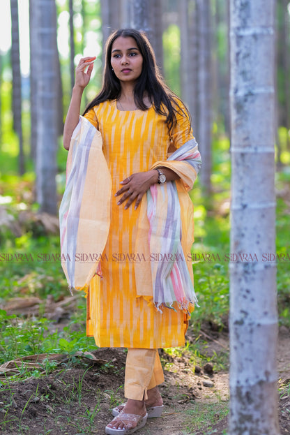 Ikkat Yellow Salwar Set - ST-021