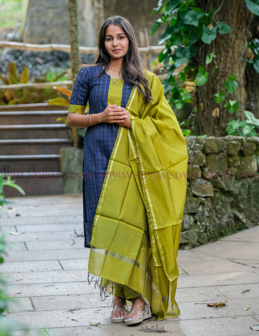 Egyptian Blue Silk Salwar Set - ST-031