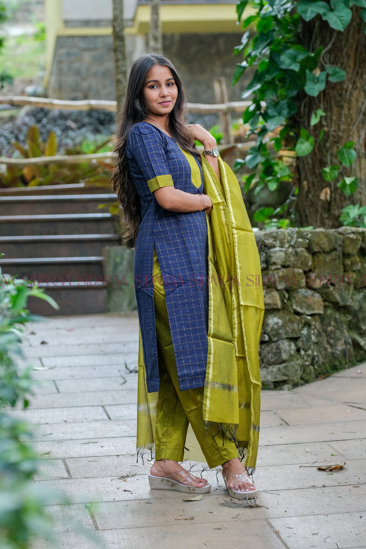 Egyptian Blue Silk Salwar Set - ST-031