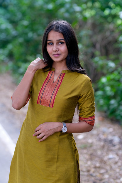 Mustard Green Traditional Salwar Set - ST-019