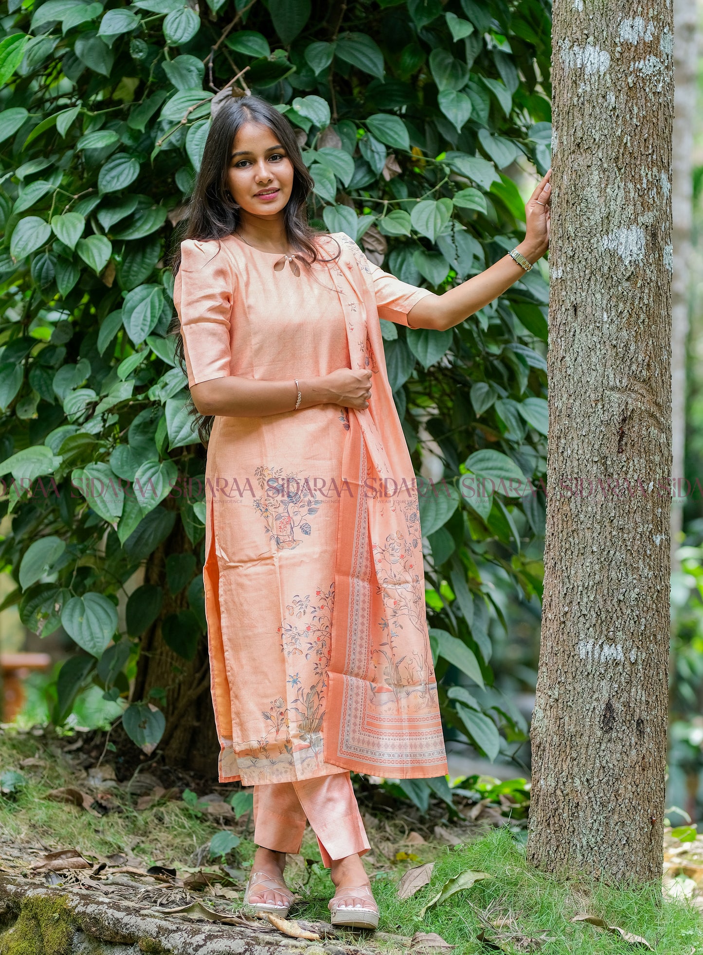 Tussar Silk - Orange Salwar Set - ST-026
