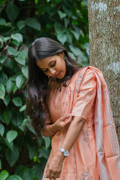Tussar Silk - Orange Salwar Set - ST-026