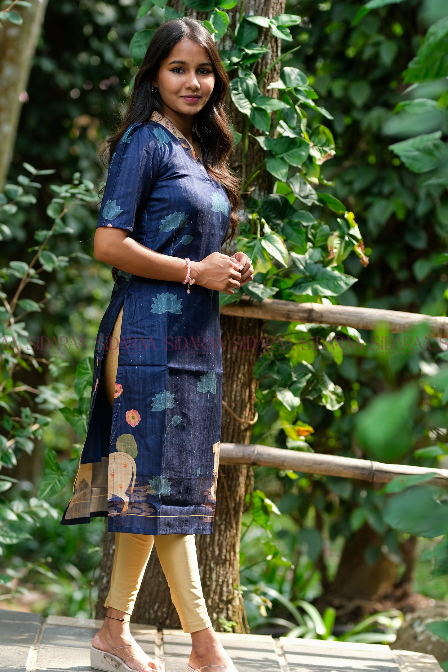 Pichwai Blue, Kollam Silk Kurta - ST-034