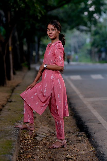 Ikkat Pink Co-Ord Set - ST-009