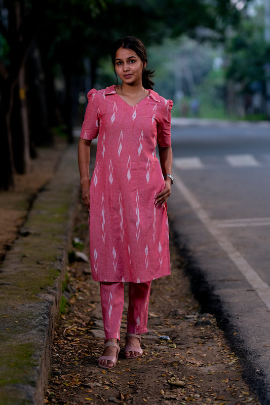 Ikkat Pink Co-Ord Set - ST-009