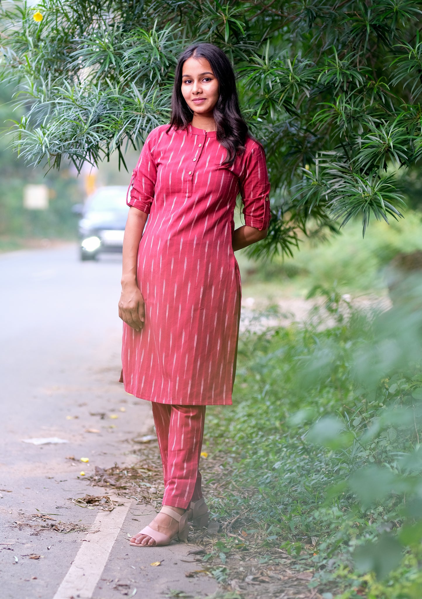 Ikkat Red Co-Ord Set - ST-011
