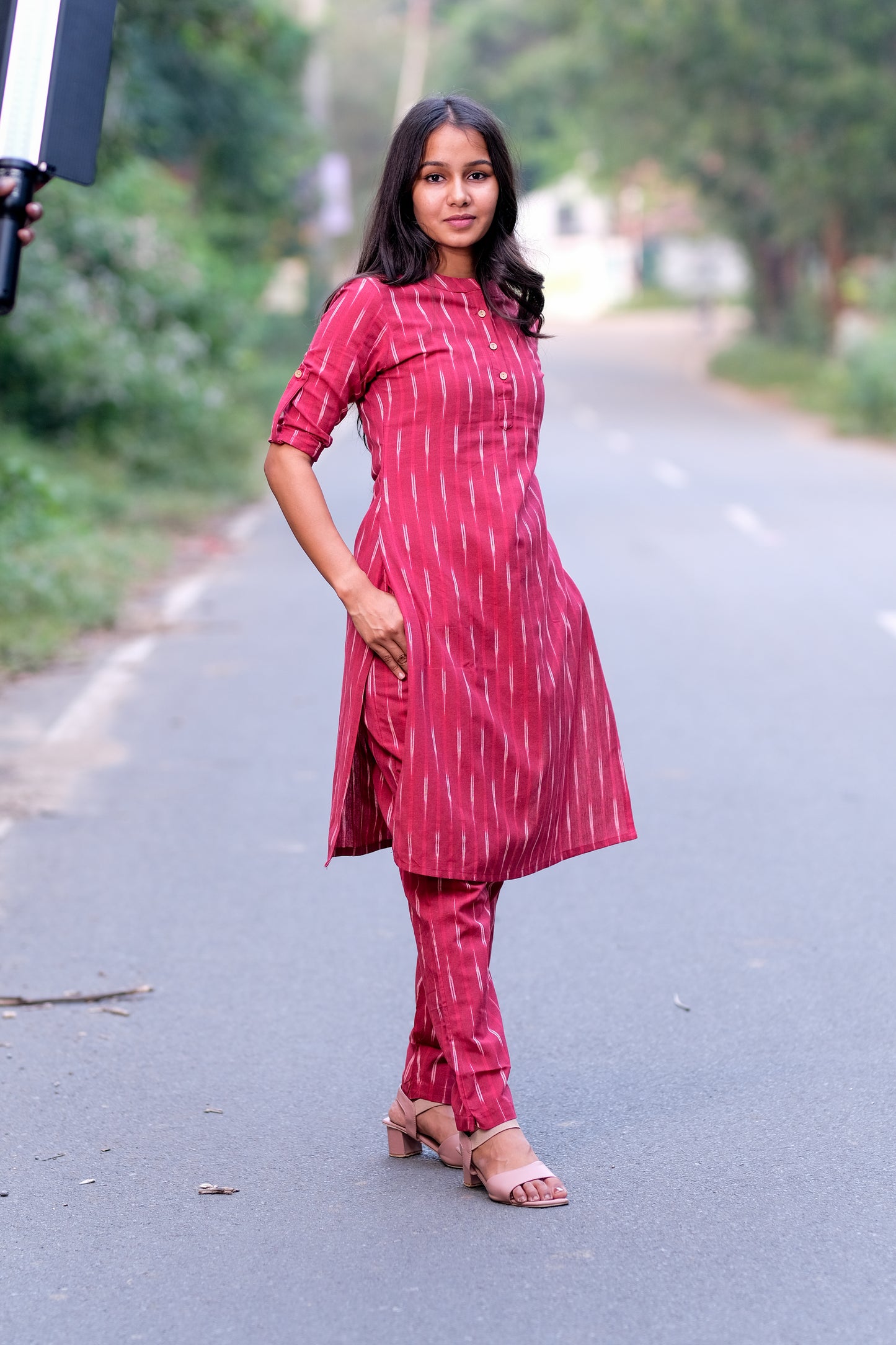 Ikkat Red Co-Ord Set - ST-011