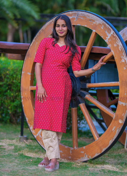 Strawberry Red Silk Salwar Set - ST-038