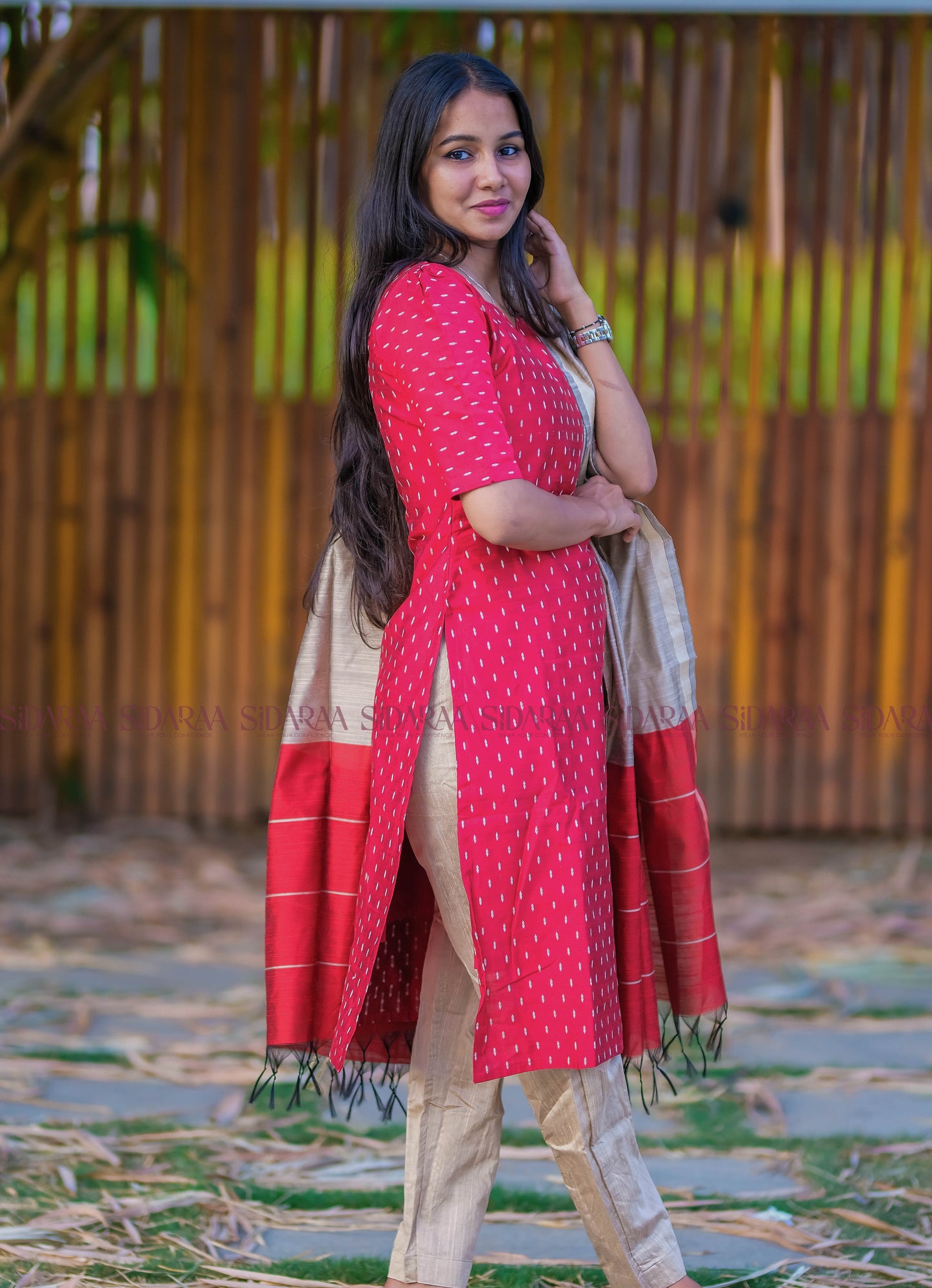 Strawberry Red Silk Salwar Set - ST-038