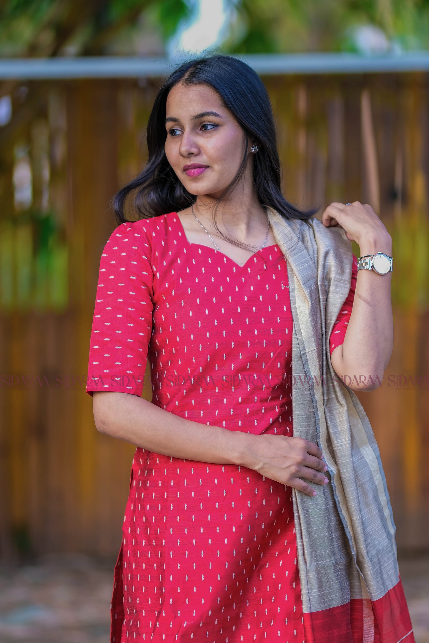 Strawberry Red Silk Salwar Set - ST-038