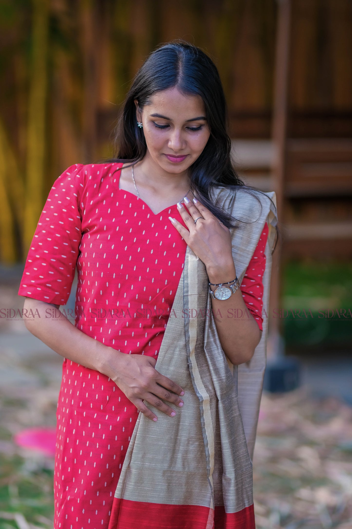 Strawberry Red Silk Salwar Set - ST-038