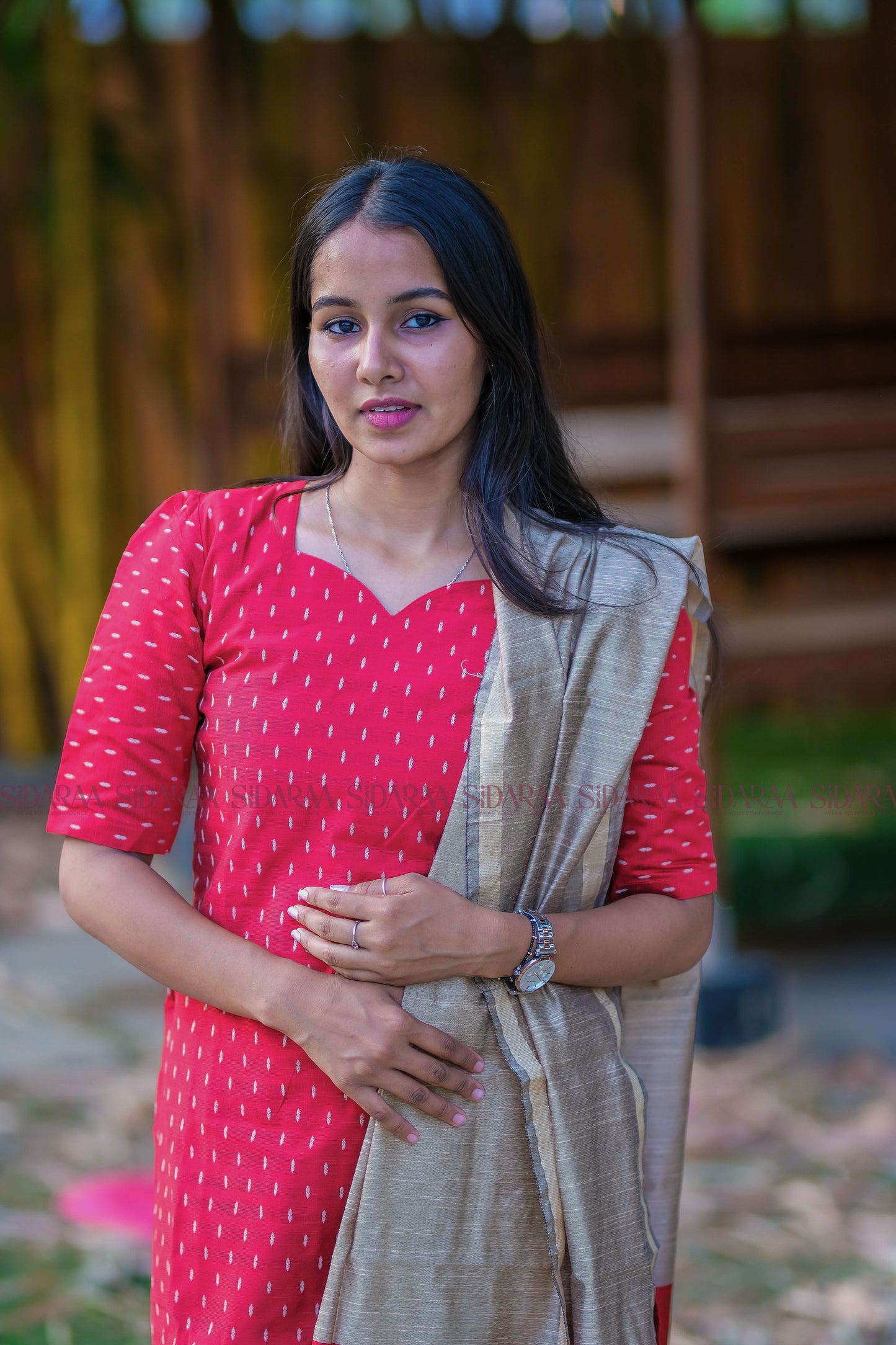 Strawberry Red Silk Salwar Set - ST-038